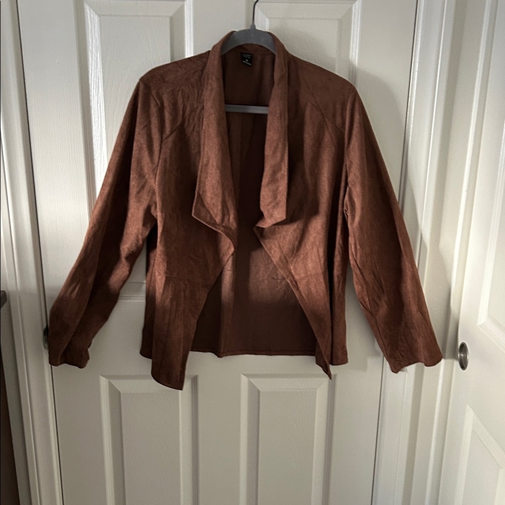 Emery Rose Women’s Brown Faux Suede Jacket With Lapels, Size XL, NWOT